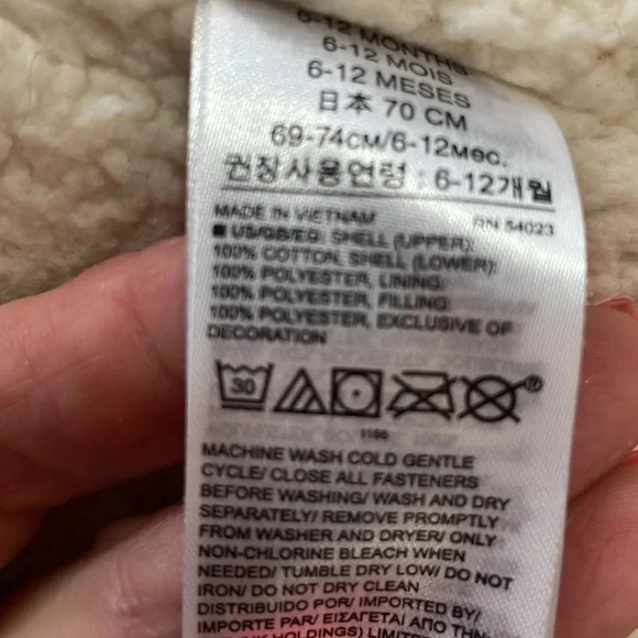 Baby Gap puffer vest jacket Sherpa lined Full zip Navy & Gray Size 6-12 mos - Picture 8 of 9